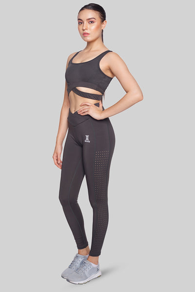 Iron Hyde Flamingo Lady’s Long Track Pants + Savannah Sports Bra (Deep Grey) - Iron Hyde