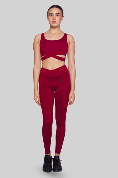 Iron Hyde Flamingo Lady’s Long Track Pants + Savannah Sports Bra (Maroon) - Iron Hyde